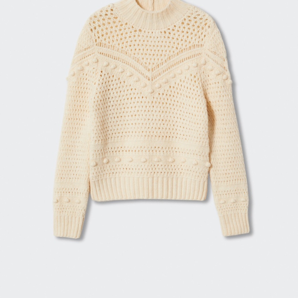 NWT Mango Openwork knit sweater, women’s Size L - Picture 5 of 13
